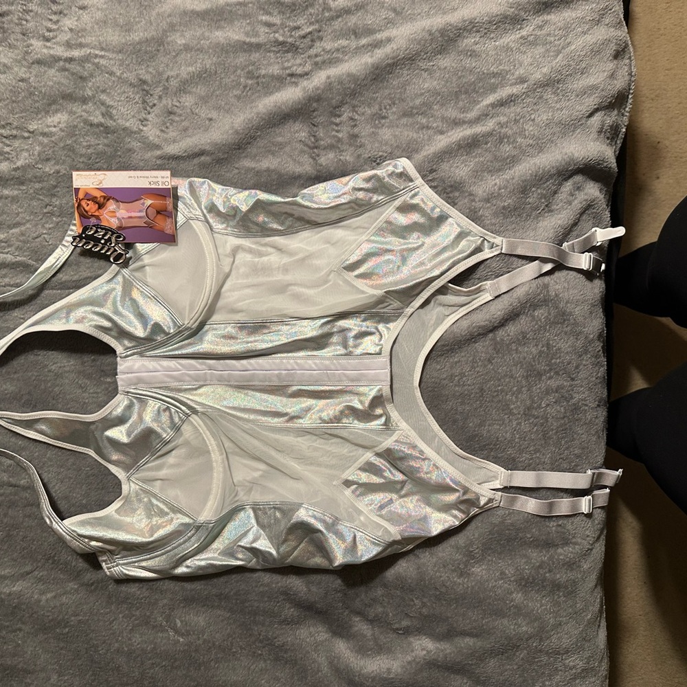 Iridescent White Bustier Top